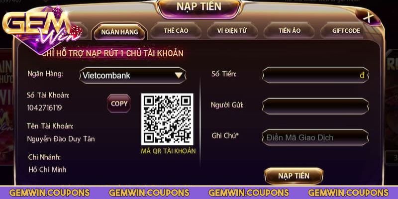 Nạp Rút Tiền Gemwin 3 Các chú ý khi anh em nạp hoặc rút tiền